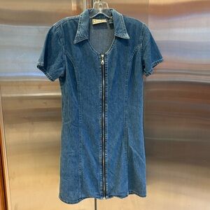 Vintage Denim Zip-up Dress, Size M